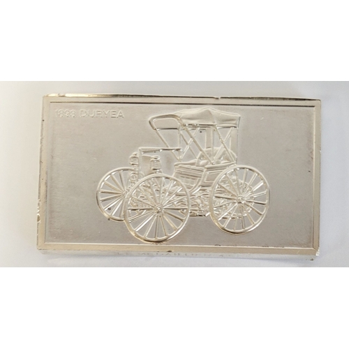 221 - AN 1893 DURYEA SILVER INGOT, issued by Le Médaillier, the French subsidiary of Franklin Mint. LM hal... 