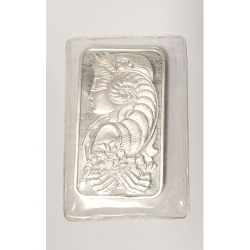 222 - 1 TROY OUNCE SWISS CHIASSO LADY FORTUNA 999 VINTAGE SILVER BAR, in excellent condition, housed in or... 