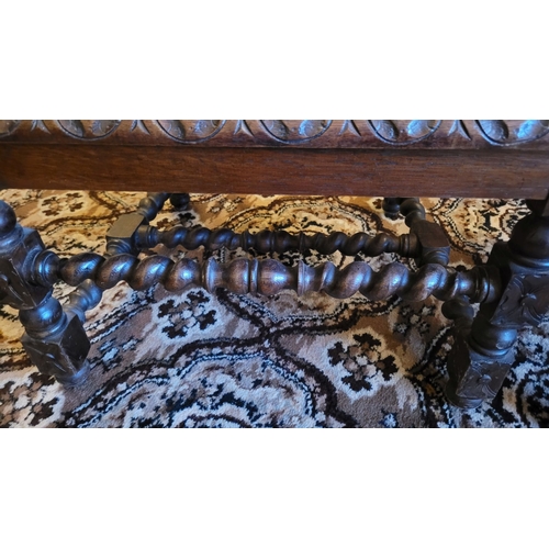 230 - AN EXCEPTIONAL PAIR OF HAND OAK LOUIS XIII STYLE CARVED ARM CHAIRS, circa 1880, with carved leaf & t... 