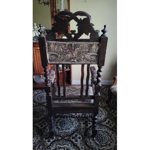 230 - AN EXCEPTIONAL PAIR OF HAND OAK LOUIS XIII STYLE CARVED ARM CHAIRS, circa 1880, with carved leaf & t... 