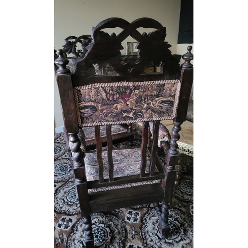 230 - AN EXCEPTIONAL PAIR OF HAND OAK LOUIS XIII STYLE CARVED ARM CHAIRS, circa 1880, with carved leaf & t... 