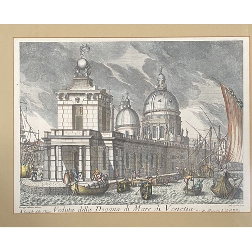 240 - THREE FRAMED PRINTS, (i) AFTER CARLO ZUCCHI (Venetian, 1682-1767), ‘VIEW OF THE VENICE SEA CUSTOMS H... 