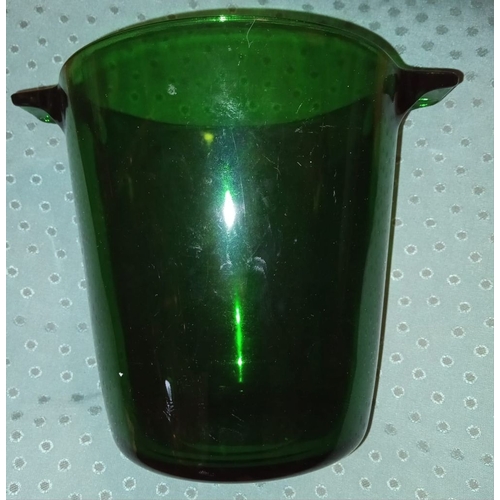 297 - AN ART DECO GREEN GLASS CHAMPAGNE BUCKET