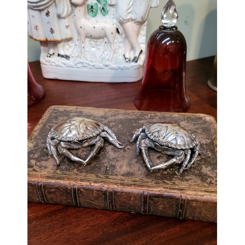 55 - A PAIR OF SILVER-PLATED PAPER WEIGHTS IN THE FORM OF CRABS, fantastic detail to both, very well made... 