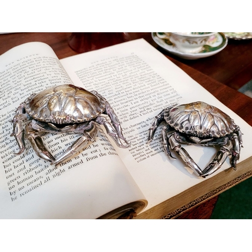 55 - A PAIR OF SILVER-PLATED PAPER WEIGHTS IN THE FORM OF CRABS, fantastic detail to both, very well made... 