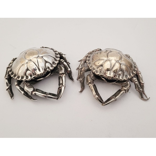 55 - A PAIR OF SILVER-PLATED PAPER WEIGHTS IN THE FORM OF CRABS, fantastic detail to both, very well made... 