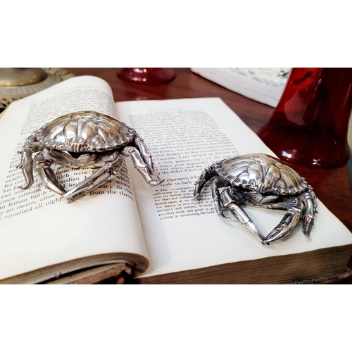 55 - A PAIR OF SILVER-PLATED PAPER WEIGHTS IN THE FORM OF CRABS, fantastic detail to both, very well made... 