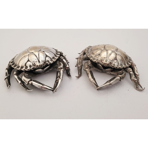 55 - A PAIR OF SILVER-PLATED PAPER WEIGHTS IN THE FORM OF CRABS, fantastic detail to both, very well made... 