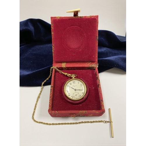 62 - A 14CT GOLD LONGINES GRAND PRIX PARIS POCKET WATCH, c.1918, with signed off-white enamel dial, with ... 