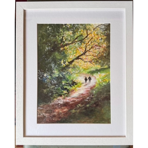 74 - KATIE BUTTIMER (Irish, 20th Century), ‘LOVERS WALK’, acrylic, signed lower left. Dimensions: 33cm x ... 