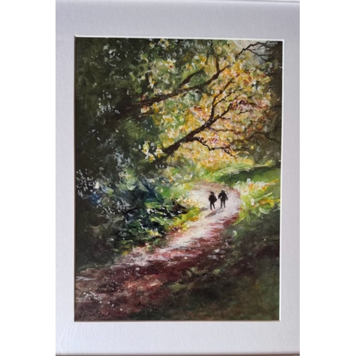 74 - KATIE BUTTIMER (Irish, 20th Century), ‘LOVERS WALK’, acrylic, signed lower left. Dimensions: 33cm x ... 