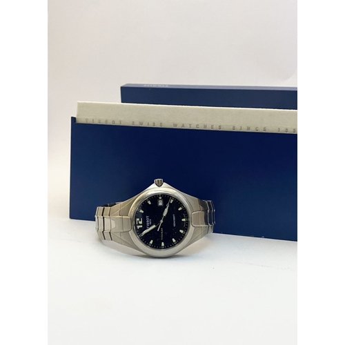 78 - A CASED TISSOT TITANIUM MENS WRISTWATCH, Quartz model, navy blue dial, model: t-sport Tissot titaniu... 