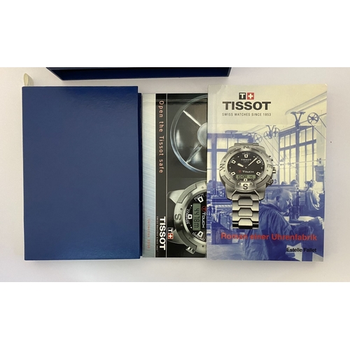 78 - A CASED TISSOT TITANIUM MENS WRISTWATCH, Quartz model, navy blue dial, model: t-sport Tissot titaniu... 