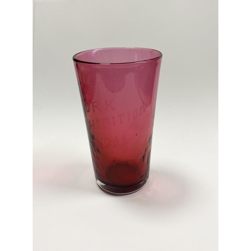 84 - LOT OF CORK INTEREST: A HAND BLOWN ‘CORK EXHIBITION 1902’ GLASS, etched to front reading ‘Cork Exhib... 