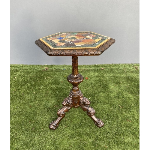 9 - AN EXCEPTIONAL 19TH CENTURY OCCASIONAL SPECIMEN TABLE, the hexagonal top is inset with irregular sha... 