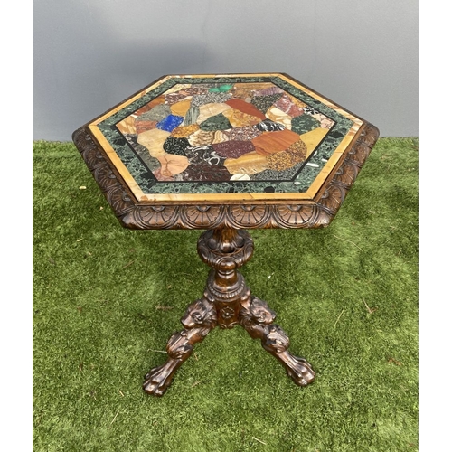 9 - AN EXCEPTIONAL 19TH CENTURY OCCASIONAL SPECIMEN TABLE, the hexagonal top is inset with irregular sha... 