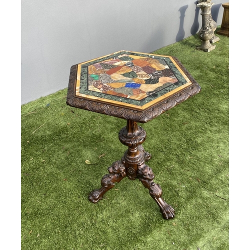 9 - AN EXCEPTIONAL 19TH CENTURY OCCASIONAL SPECIMEN TABLE, the hexagonal top is inset with irregular sha... 