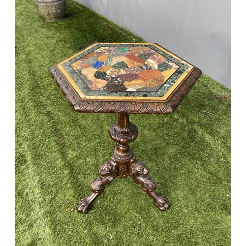 9 - AN EXCEPTIONAL 19TH CENTURY OCCASIONAL SPECIMEN TABLE, the hexagonal top is inset with irregular sha... 