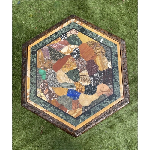 9 - AN EXCEPTIONAL 19TH CENTURY OCCASIONAL SPECIMEN TABLE, the hexagonal top is inset with irregular sha... 