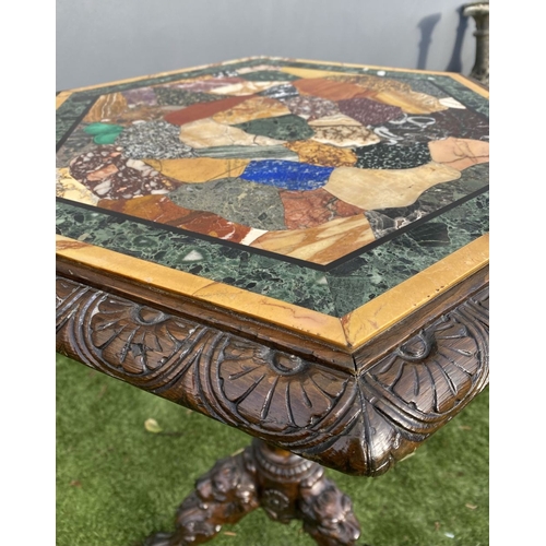 9 - AN EXCEPTIONAL 19TH CENTURY OCCASIONAL SPECIMEN TABLE, the hexagonal top is inset with irregular sha... 