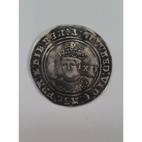 90 - AN EDWARD VI SILVER SHILLING, with mint mark of ‘y’ indicating that it was struck in Southwark in 15... 