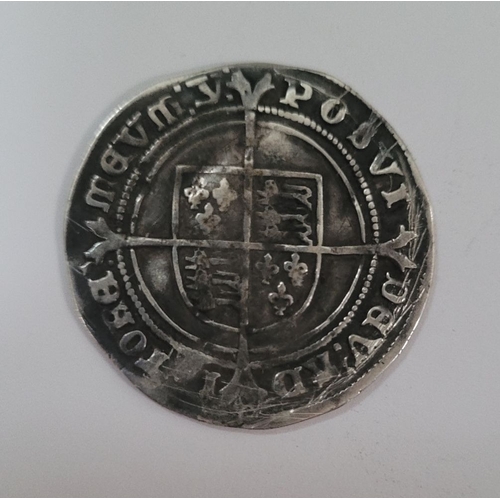 90 - AN EDWARD VI SILVER SHILLING, with mint mark of ‘y’ indicating that it was struck in Southwark in 15... 