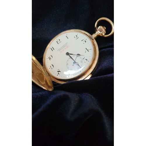 92 - A FINE FRENCH 14CT YELLOW GOLD SJAR CHRONOMÉTRE RÉPÉTITION POCKET WATCH, the dial marked SJAR, insid... 