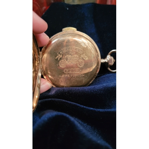 92 - A FINE FRENCH 14CT YELLOW GOLD SJAR CHRONOMÉTRE RÉPÉTITION POCKET WATCH, the dial marked SJAR, insid... 