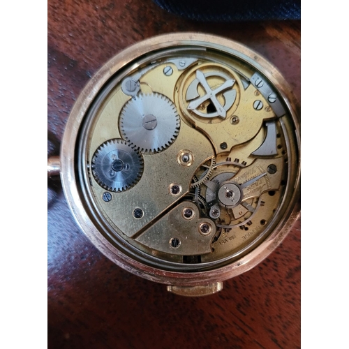 92 - A FINE FRENCH 14CT YELLOW GOLD SJAR CHRONOMÉTRE RÉPÉTITION POCKET WATCH, the dial marked SJAR, insid... 