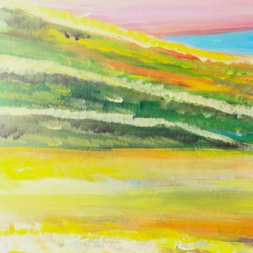 94 - KATE (Irish, 20th Century), ‘SUNRISE IN VALLEY’, acrylic on canvas, signed lower right. Dimensions: ... 