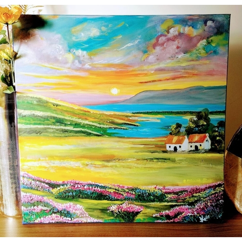 94 - KATE (Irish, 20th Century), ‘SUNRISE IN VALLEY’, acrylic on canvas, signed lower right. Dimensions: ... 