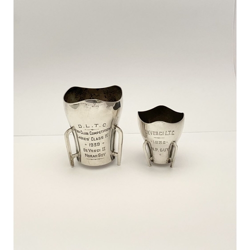 96 - TWO IRISH SILVER METHER STYLE TROPHY CUPS, (i) Hallmarked Weir and Sons, Dublin c.1939. Engraved to ... 