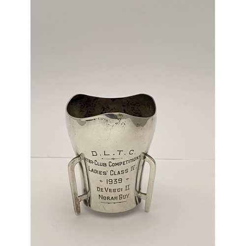 96 - TWO IRISH SILVER METHER STYLE TROPHY CUPS, (i) Hallmarked Weir and Sons, Dublin c.1939. Engraved to ... 