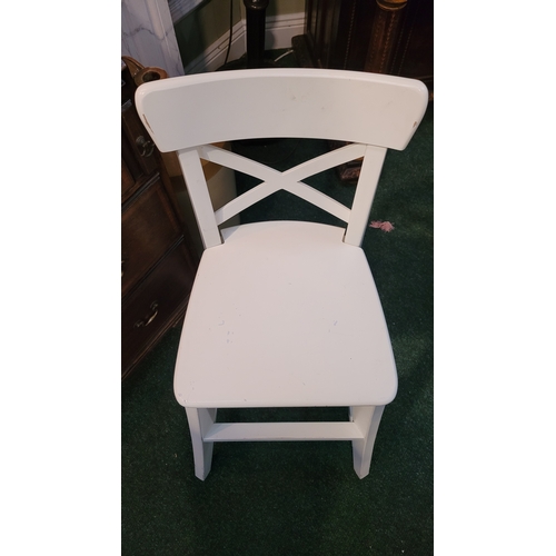 248 - AN IKEA INGOLF JUNIOR HIGH-CHAIR, white painted chair, made for a child too big for the typical high... 