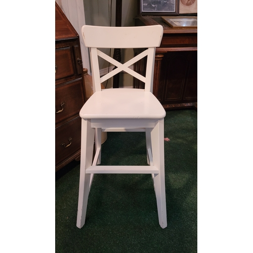 248 - AN IKEA INGOLF JUNIOR HIGH-CHAIR, white painted chair, made for a child too big for the typical high... 