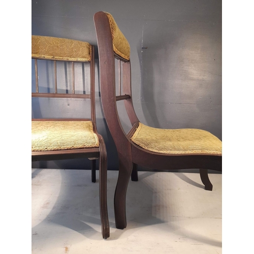 113 - A PAIR OF ANTIQUE MAHOGANY NURSING CHAIRS, with upholstered headrest above three bar spindles, uphol... 