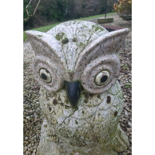 118 - A LARGE HEAVY GRANITE GARDEN ORNAMENT, in the form of an owl, highly detailed, the eyes and beak are... 