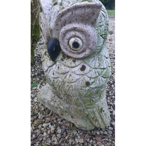 118 - A LARGE HEAVY GRANITE GARDEN ORNAMENT, in the form of an owl, highly detailed, the eyes and beak are... 