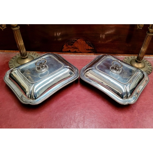 12 - AN EXCEPTIONAL PAIR OF GEORGE III IRISH SILVER ENTRÉE DISHES, the dish and lids with a scallop shape... 