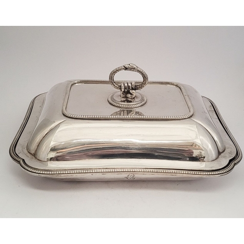 12 - AN EXCEPTIONAL PAIR OF GEORGE III IRISH SILVER ENTRÉE DISHES, the dish and lids with a scallop shape... 