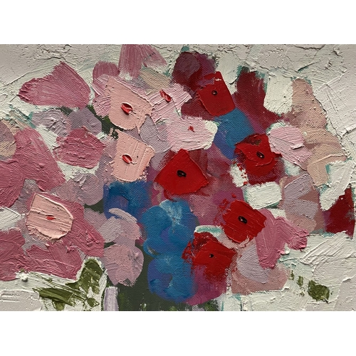 126 - MARTIN STONE (Irish, 20th Century), 'SUMMER FLOWERS', oil on canvas, signed lower left, signed and d... 