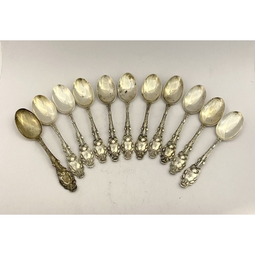 135 - A SET OF 11 EARLY 20TH CENTURY STERLING SILVER TEASPOONS, by Gorham, Providence, Rhode Island, US. H... 