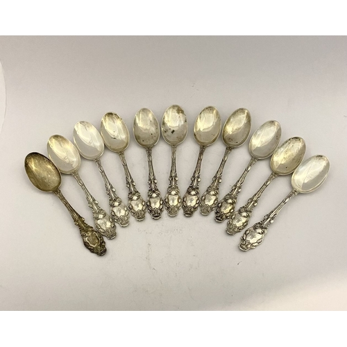 135 - A SET OF 11 EARLY 20TH CENTURY STERLING SILVER TEASPOONS, by Gorham, Providence, Rhode Island, US. H... 