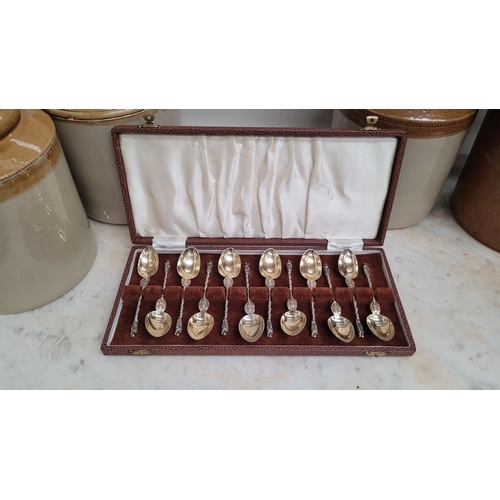 14 - A VERY FINE CASED SET OF TWELVE IRISH SILVER APOSTLE SPOONS, each impressed with Dublin hallmarks, d... 