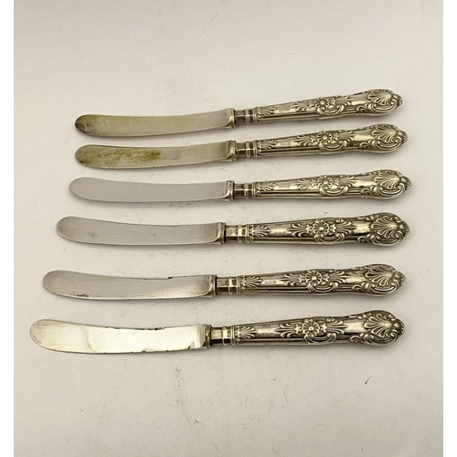 140 - A SET OF SIX EDWARD VII SILVER KNIVES, by Harrison Fisher (subsequently Harrison Fisher & Co), Trafa... 