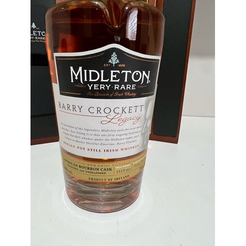 148 - A VERY RARE CASED BOTTLE OF BARRY CROCKETT LEGACY MIDLETON WHISKEY, American Bourbon Cask number 332... 