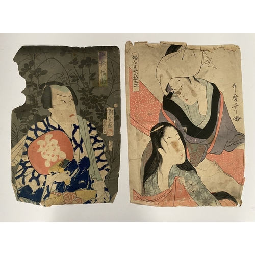 154 - TWO LATE EARLY 19TH CENTURY JAPANESE WOODBLOCK PRINTS, (i) depicting a courtesan Somenosuke of the M... 