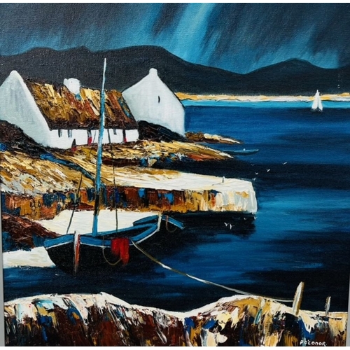 166 - PAT O’ CONOR (Irish, 20th - 21st Century), ‘GRANDADS’ BOAT’, oil on canvas, signed lower right. Dime... 