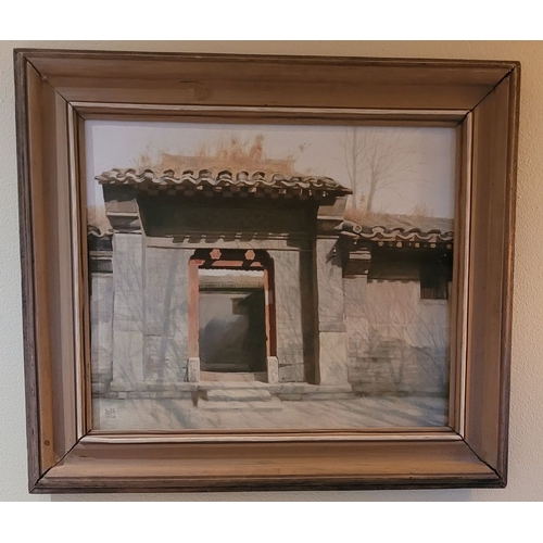 167 - CHINESE SCHOOL, PALACE GATES, signed lower left. Oil on linen canvas, Dimensions :80 x 69cm frame. C... 