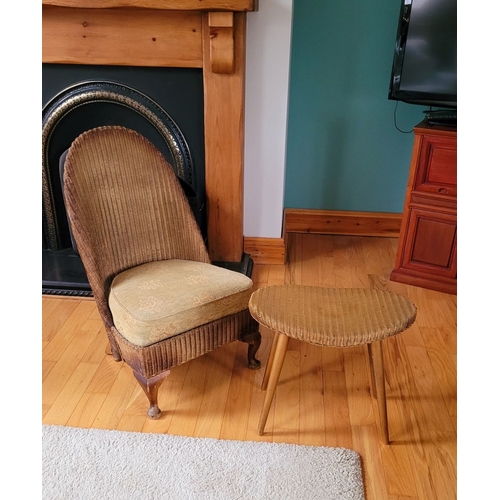 18 - A LLOYD LOOM ‘LUSTY’ LOW RISE CHAIR & TABLE / STOOL, mid-century design, the chair with a lift away ... 